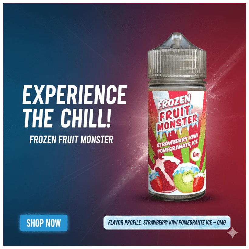 Frozen Fruit Monster Strawberry Kiwi Pomegranate 100ml 1 frozen fruit monster strawberry kiwi pomegranate banner 1