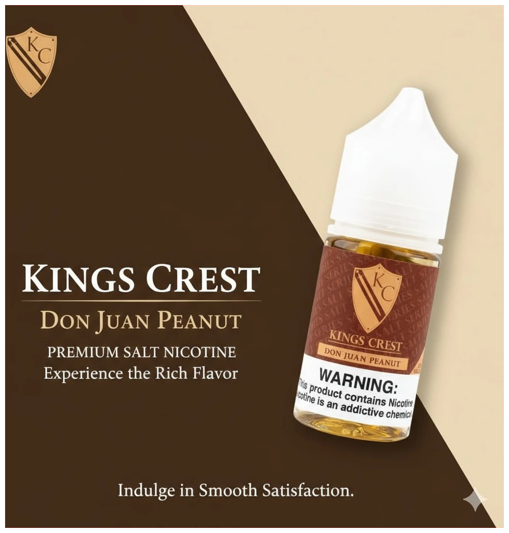 Kings Crest Don Juan Peanut Salt 30ml 1 Kings Crest Don Juan Peanut Salt 30ml banner 1.1