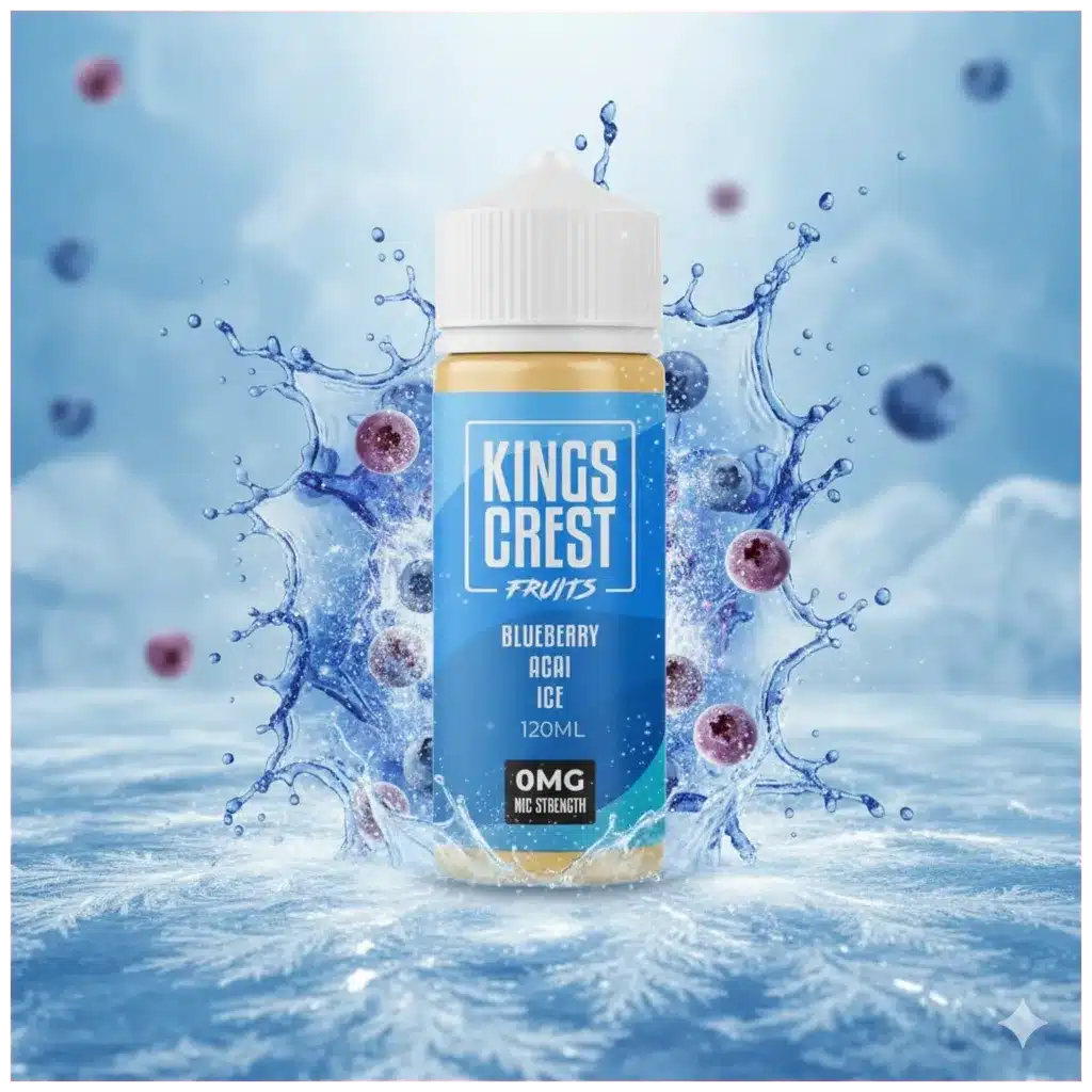 Kings Crest Fruits Blueberry Acai Ice 120ml 1 kings crest fruits BLUEBERRY ACAI ICE 120 ML BANNER