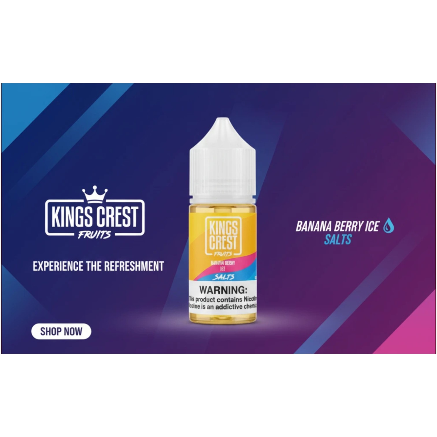 Kings Crest Fruits Banana Berry Ice Salt 30ml 1 KINGS CREST FRUITS BANANA BERRY ICE SALT BANNER