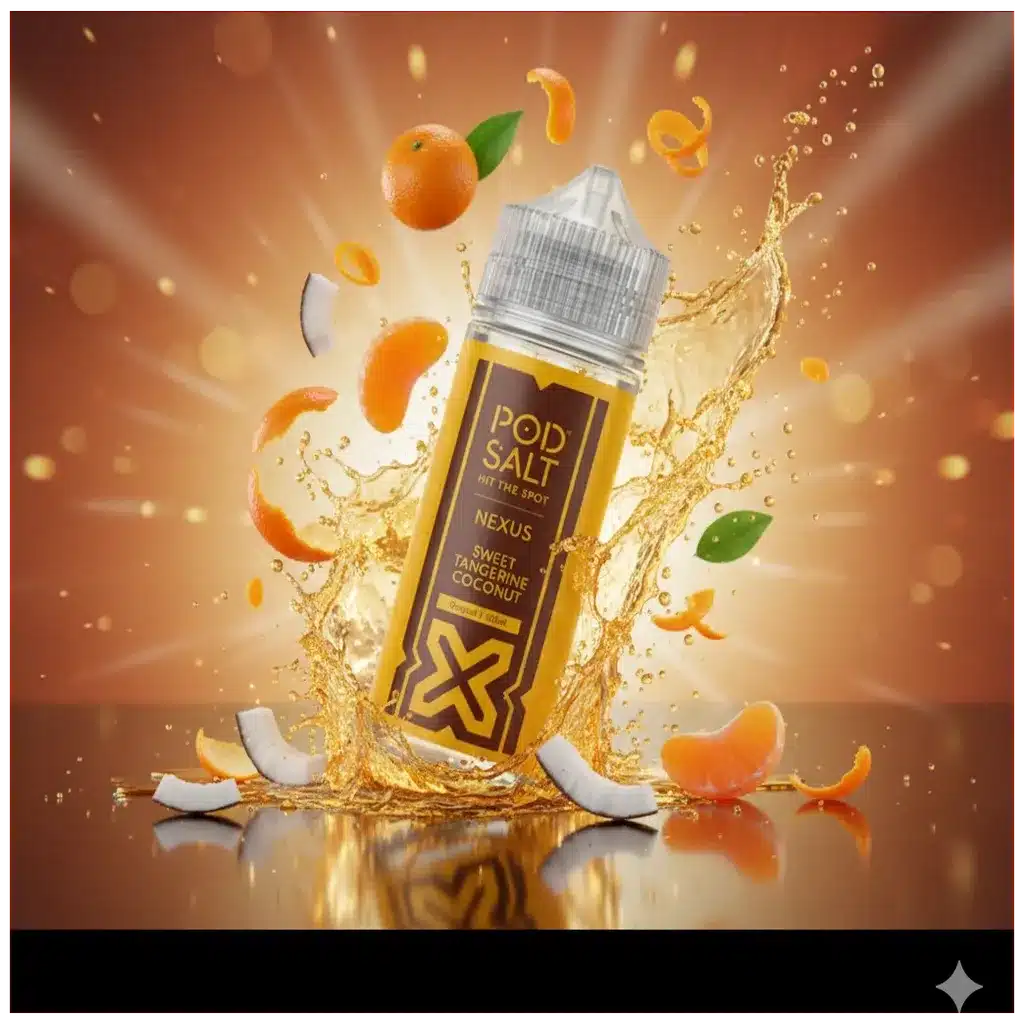 Pod Salt Sweet Tangerine Coconut 100ml 1 sweet tangerine coconut banner 100ml