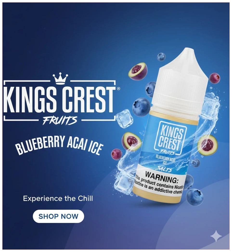 Kings Crest Fruits Blueberry Acai Salt 30ml 1 Kings Crest Fruits Blueberry Acai Salt 30ml banner 1.1