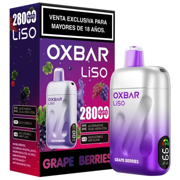 Vaporizador Oxbar Liso 28000 Puffs Grape Ice