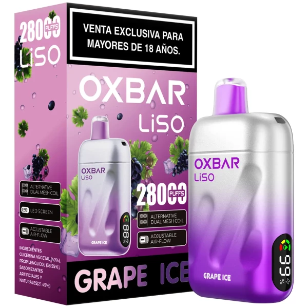 Vaporizador Oxbar Liso 28000 Puffs Grape Ice