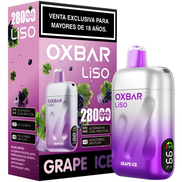 Vaporizador Oxbar Liso 28000 Puffs Grape Ice