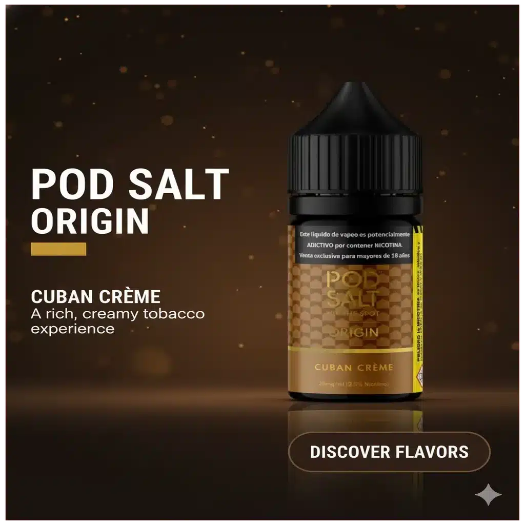 Pod Salt Origin Cuban Creme 30ml 1 cuban cream pod salt banner