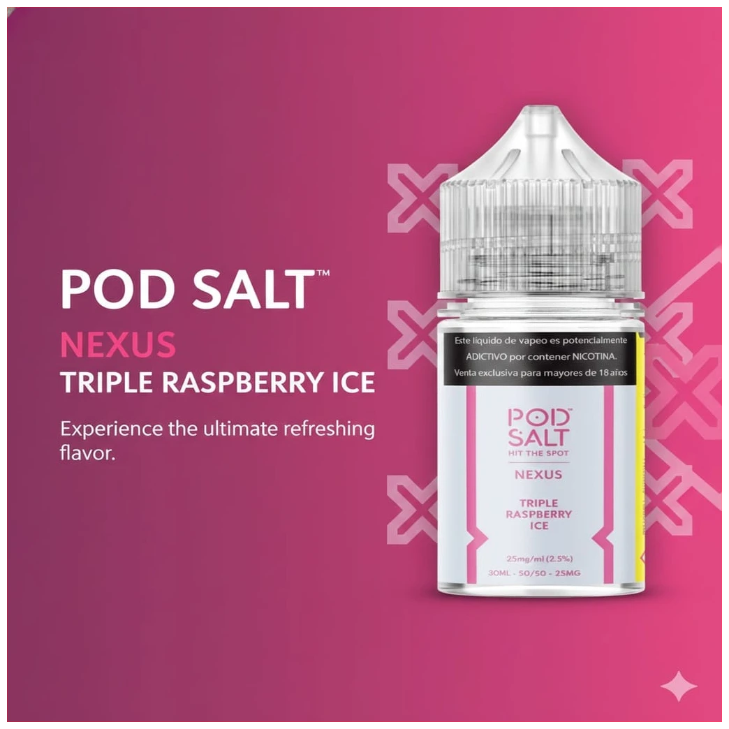 Pod Salt Nexus Triple Raspberry Ice 30ml 1 pod salt triple raspberry ice banner 30 ml 1 2