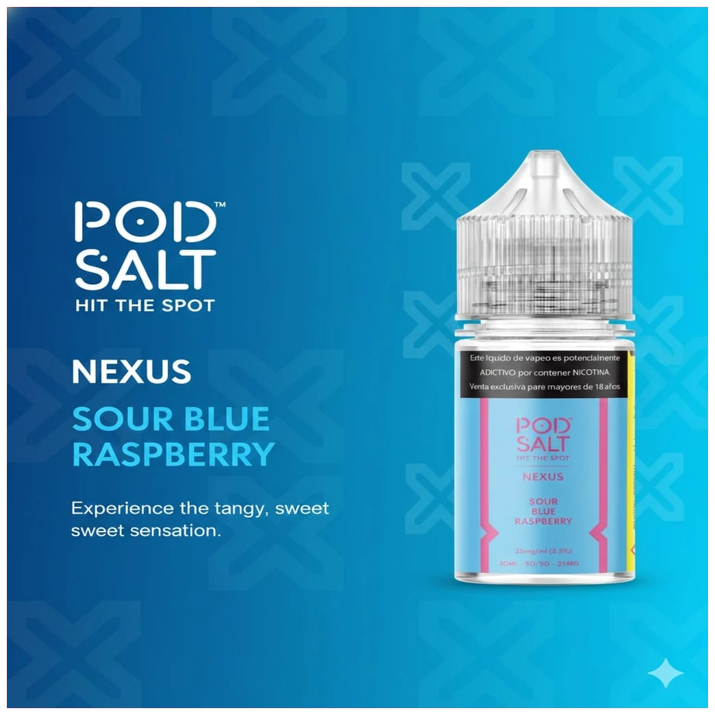 Pod Salt Nexus Sour Blue Raspberry 30ml 1 sour blue raspberry pod salt 30 ml banner