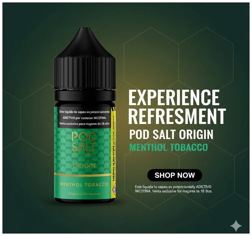 Pod Salt Origin Menthol Tobacco 30ml 1 tobacco menthol pod salt 30 ml banner 1 2