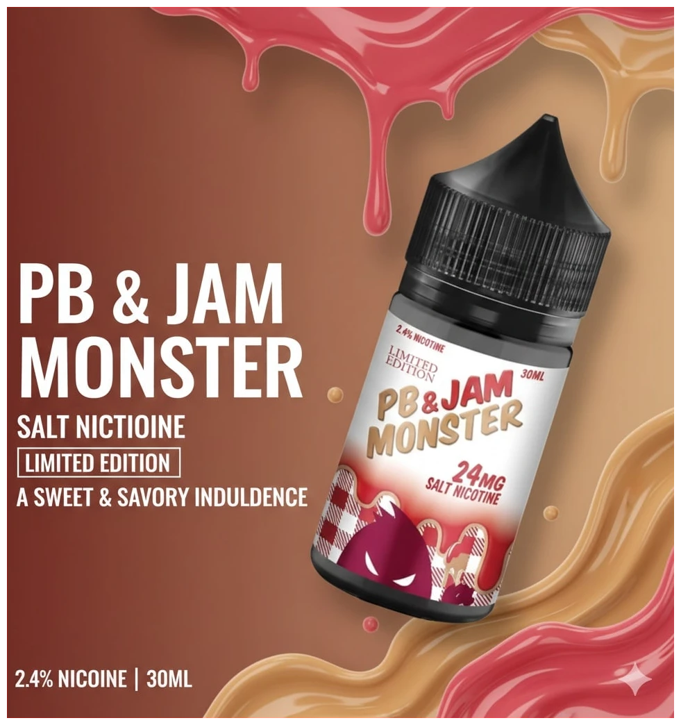 PB & Jam Monster Strawberry Salt 30ml 1 pb jam monster strawberry salt 30 ml banner 1.1