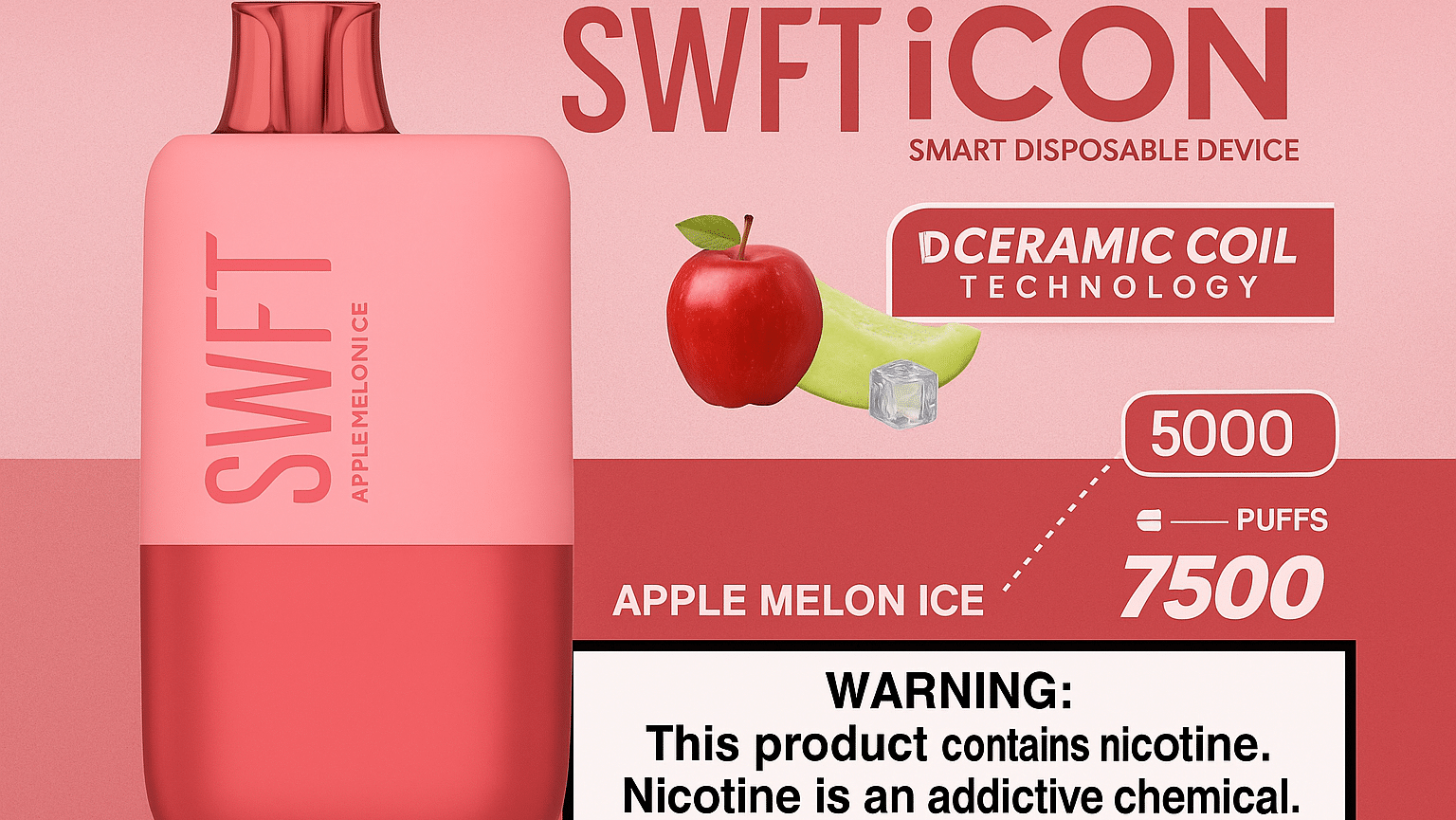 Vaporizador SWFT ICON 7500 Puff Apple Melon Ice 1 Vaporizador SWFT ICON 7500 Puff Apple Melon Ice 2 e1760112718168
