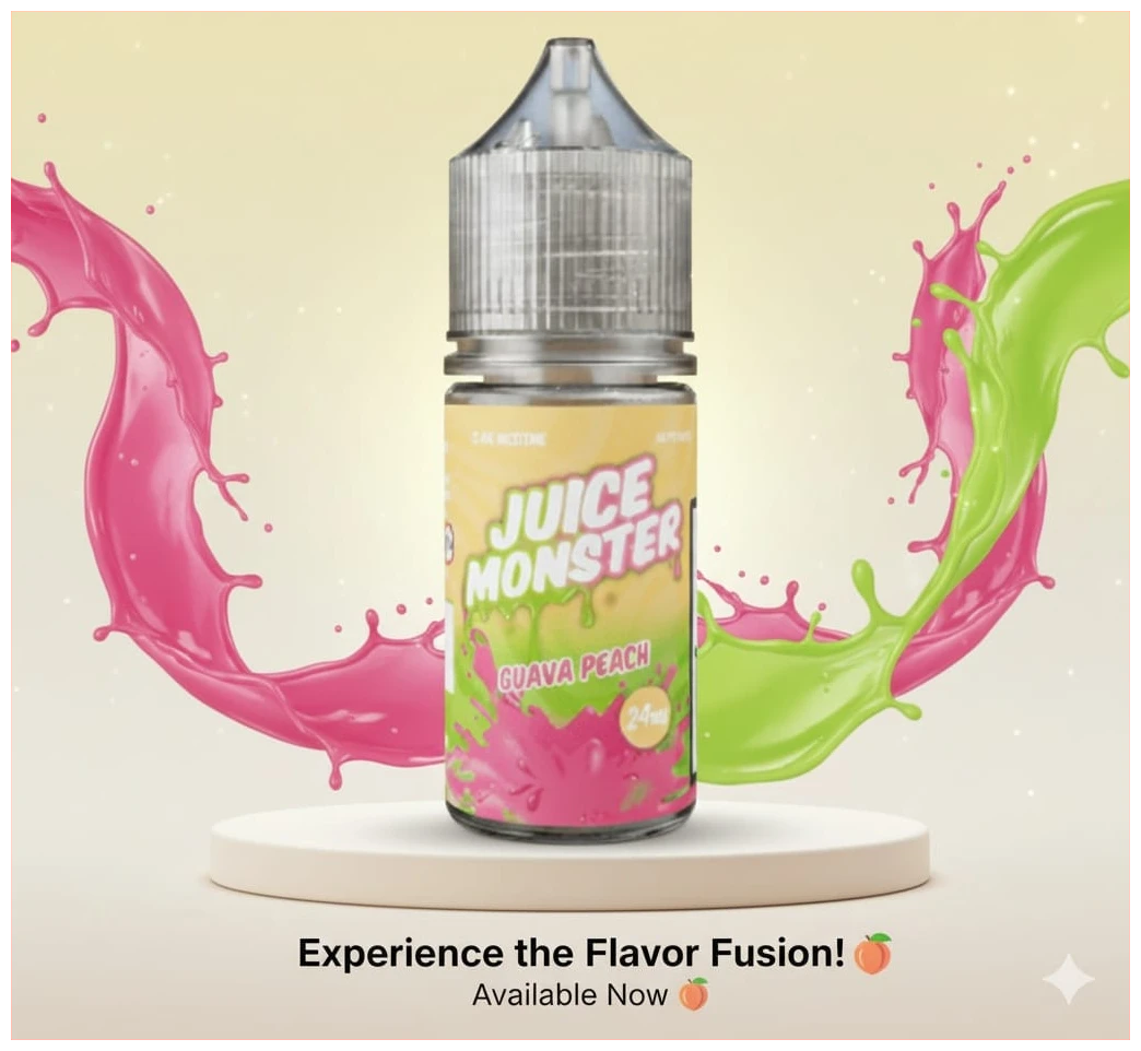 Juice Monster Guava Peach Salt 30ml 1 Banner Juice Monster Guava Peach Salt 30ml