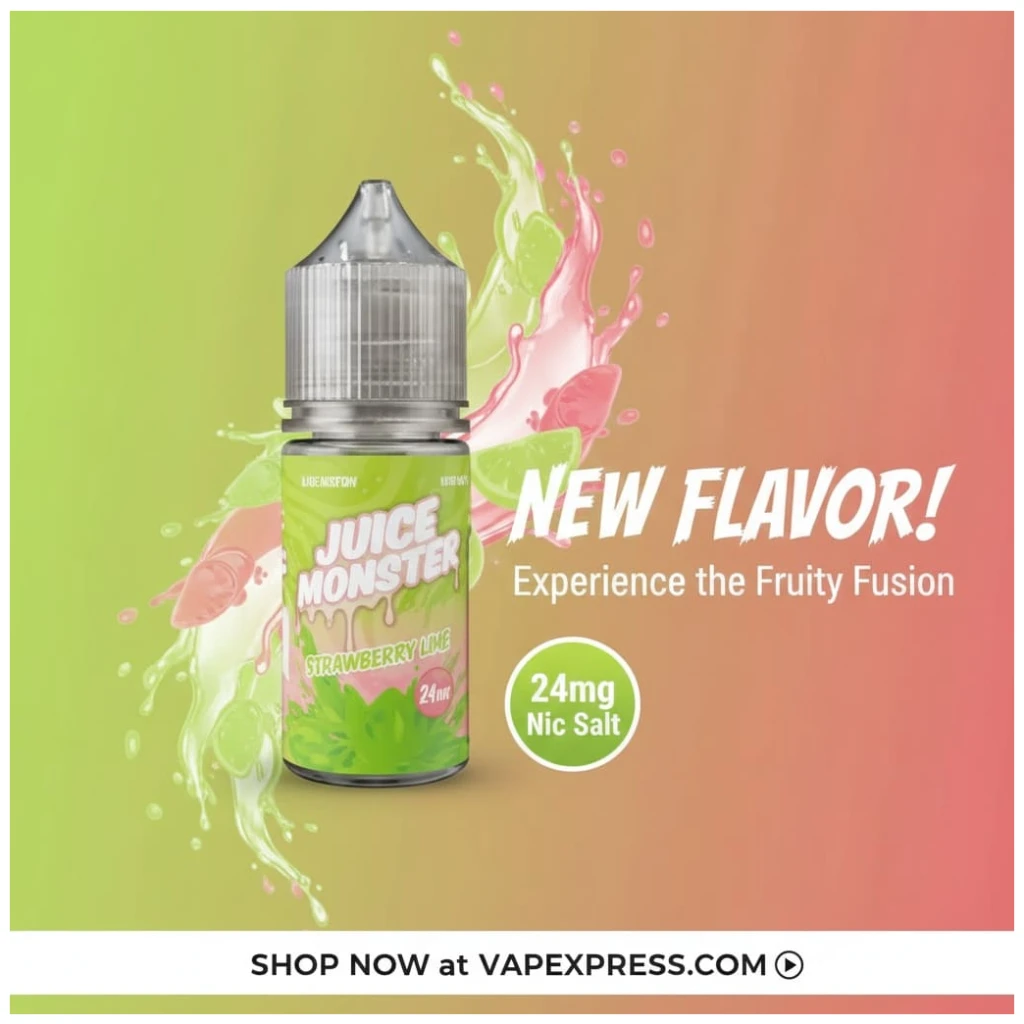 Juice Monster Strawberry Kiwi Salt 30ml 1 Banner Juice Monster Strawberry Kiwi Salt 30ml
