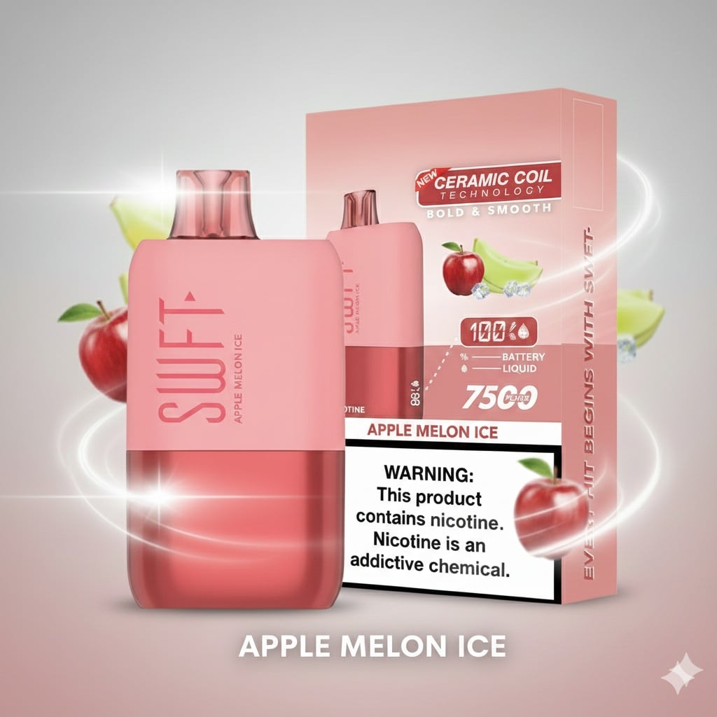 Vaporizador SWFT ICON 7500 Puff Apple Melon Ice 1 Banner Vaporizador SWFT ICON 7500 Puff Apple Melon Ice