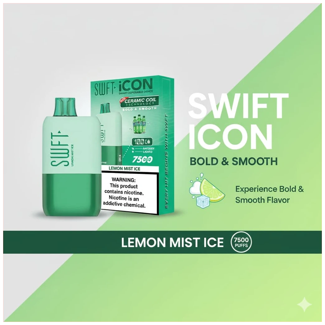 Vaporizador SWFT ICON 7500 Puff Lemon Mist Ice 1 Banner Vaporizador SWFT ICON 7500 Puff Lemon Mist Ice