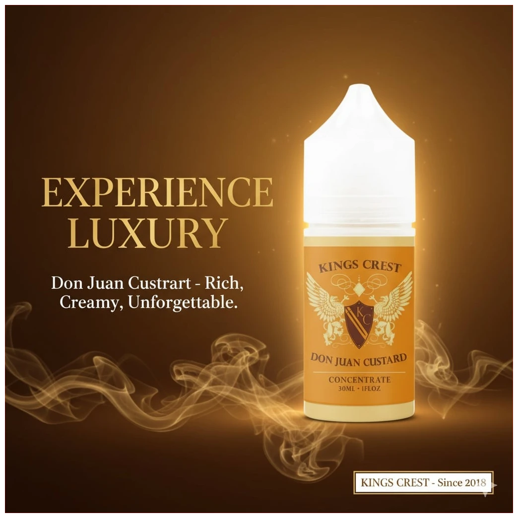 Kings Crest Don Juan Custard Salt 30ml 1 Liquido Kings Crest Don Juan Custard Salt 30ml Banner