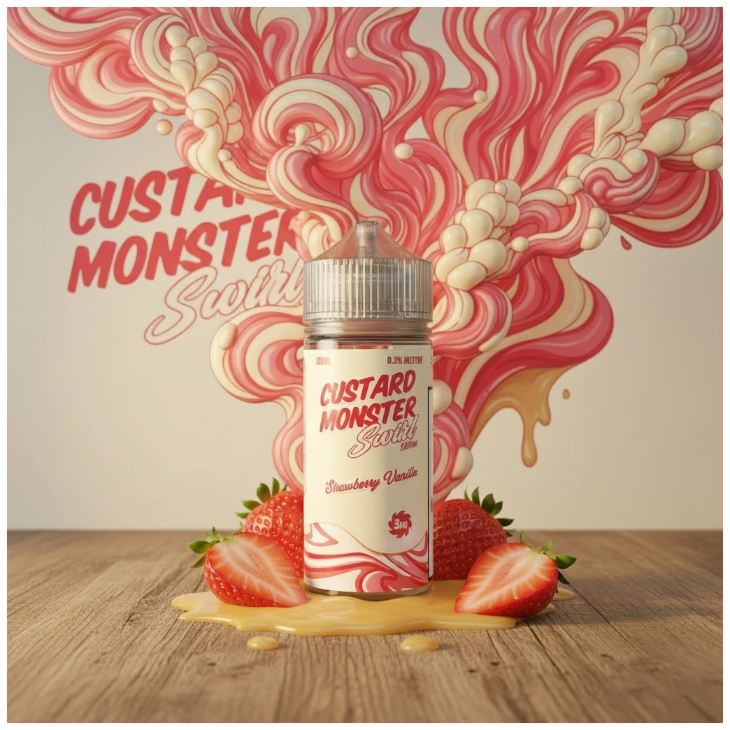 Custard Monster Swirl Strawberry Vanilla 100ml 1 Custard Monster Swirl Strawberry Vanilla 100ml