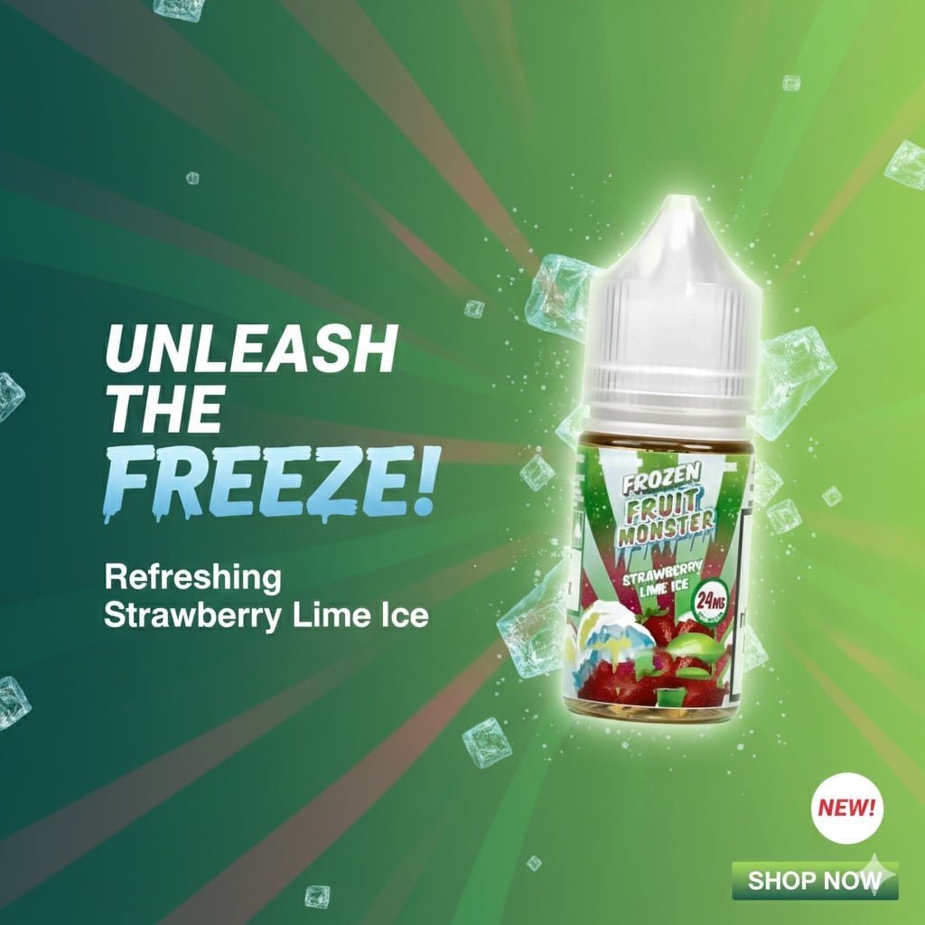 Frozen Fruit Monster Strawberry Lime Salt 30ml 1 Frozen Fruir monster Strawberry lime ice banner