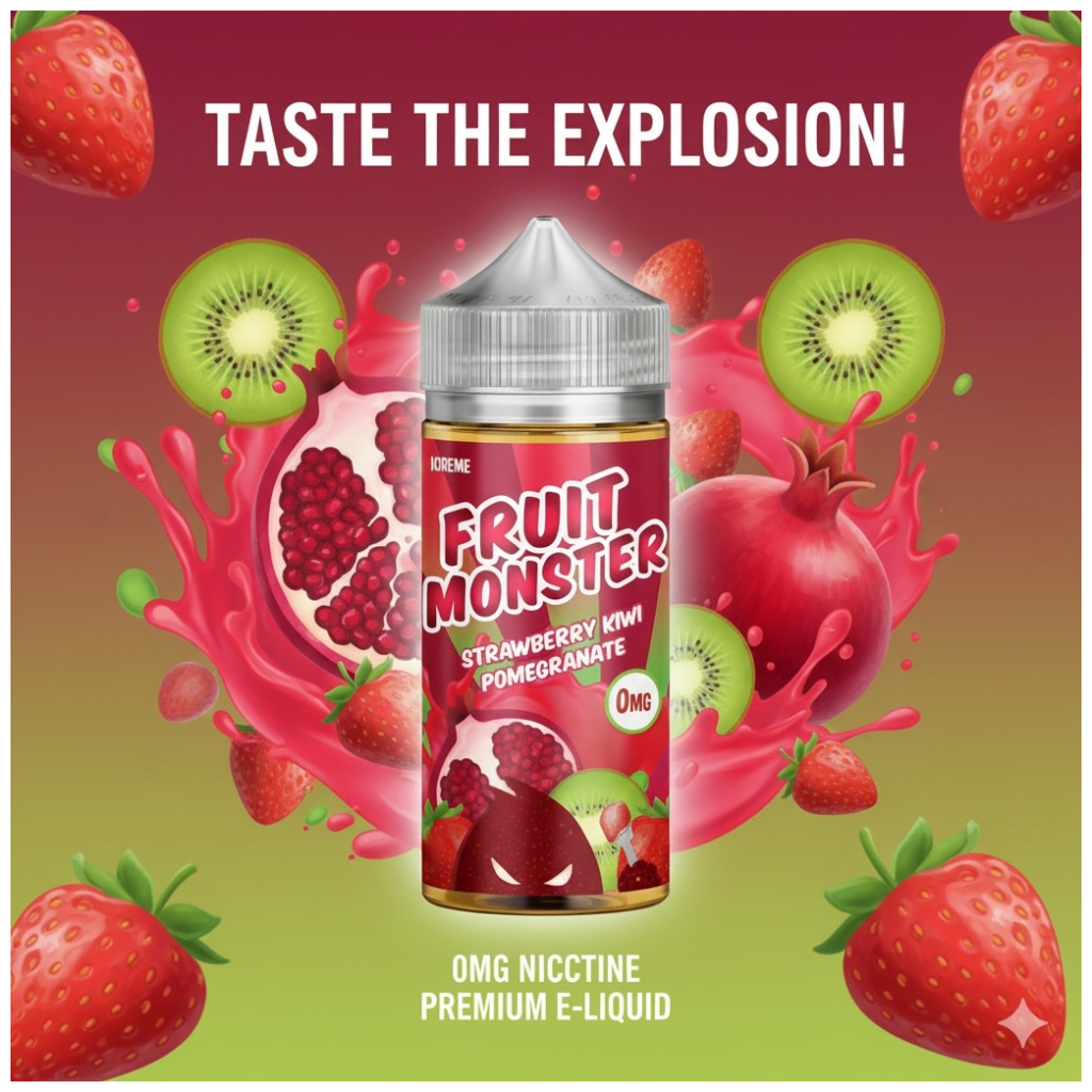 Fruit Monster Strawberry Kiwi Pomegranate 100ml 1 Fruit Monster Strawberry Kiwi Pomegranate 100ml Banner