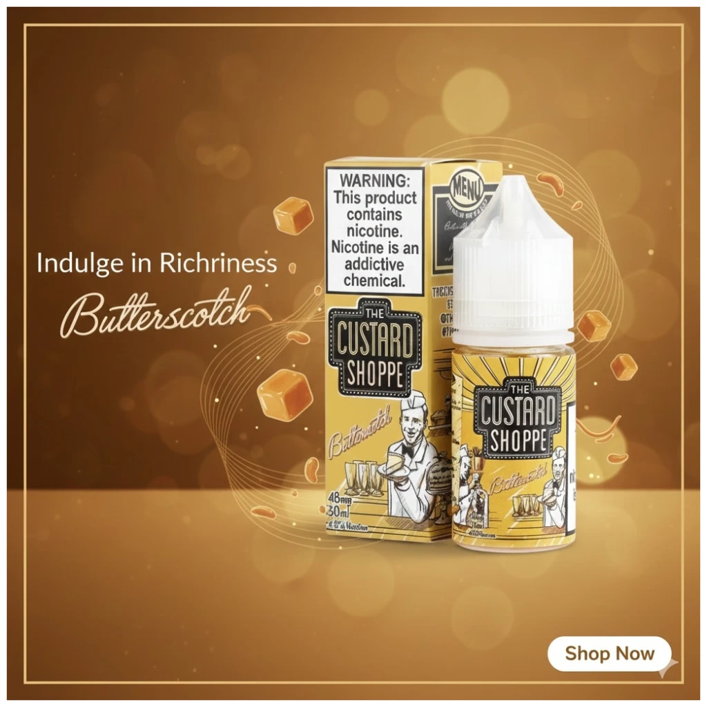 The Custard Shoppe Buttersotch Salt 30ml 1 The Custard Shoppe Buttersotch Salt 30ml banner