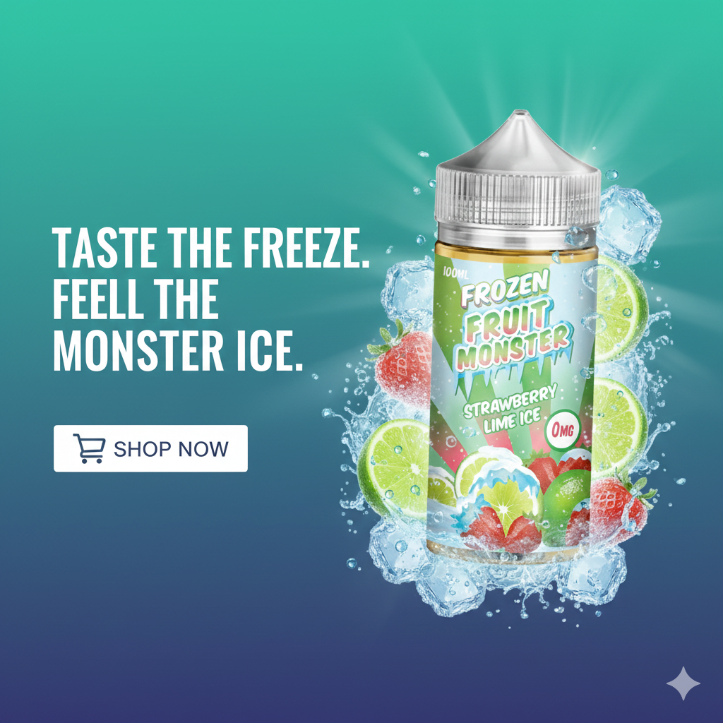 Frozen Fruit Monster Strawberry Lime 100ml 1 frozen fruit monster strawberry lime ice 100 ml banner