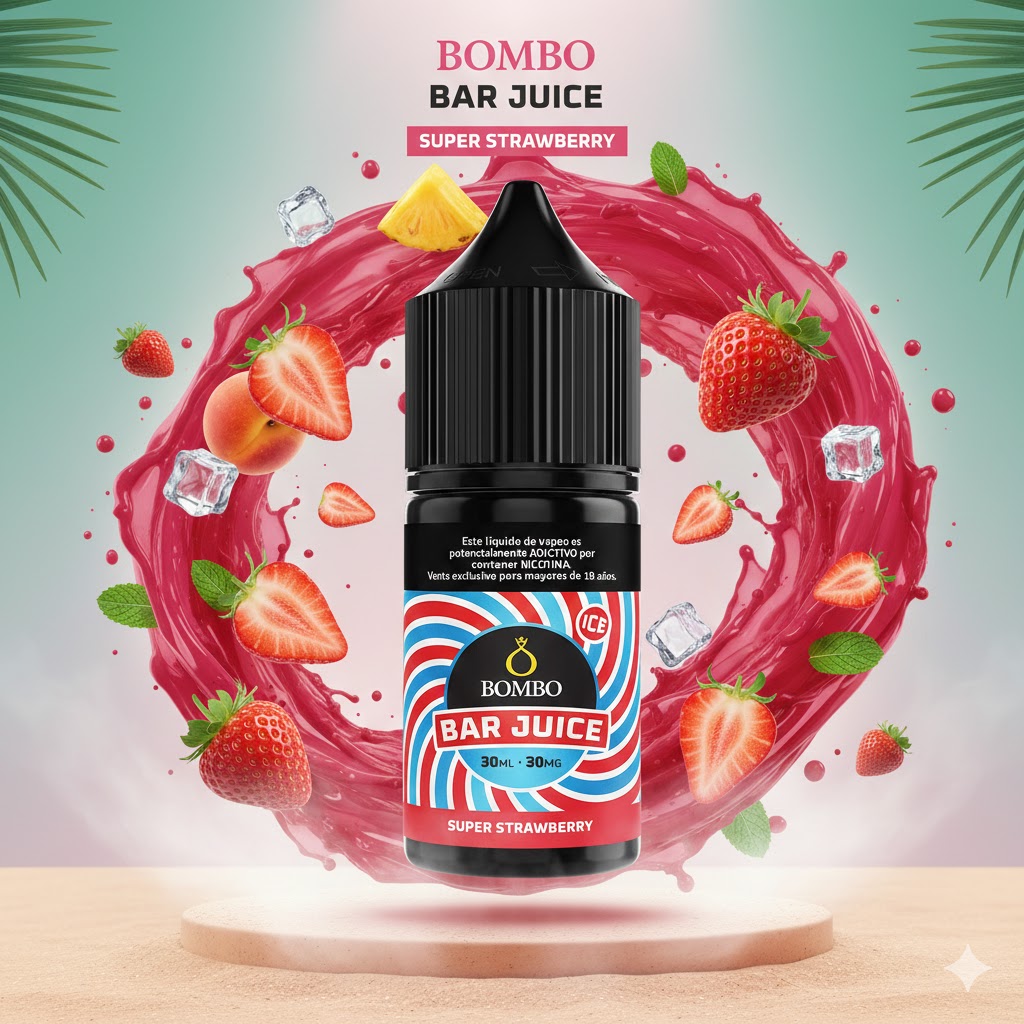 Bombo Bar Strawberry Ice Salt 30ml 1 Banner Liquido Bombo Bar Strawberry Ice Salt 30ml