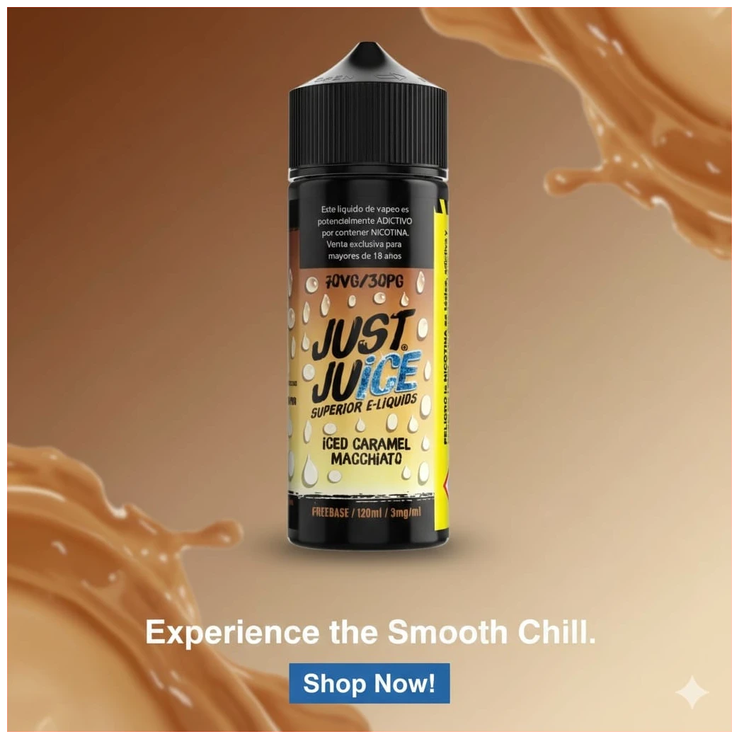 Liquido Just Juice Iced Caramel Macchiato120ml banner