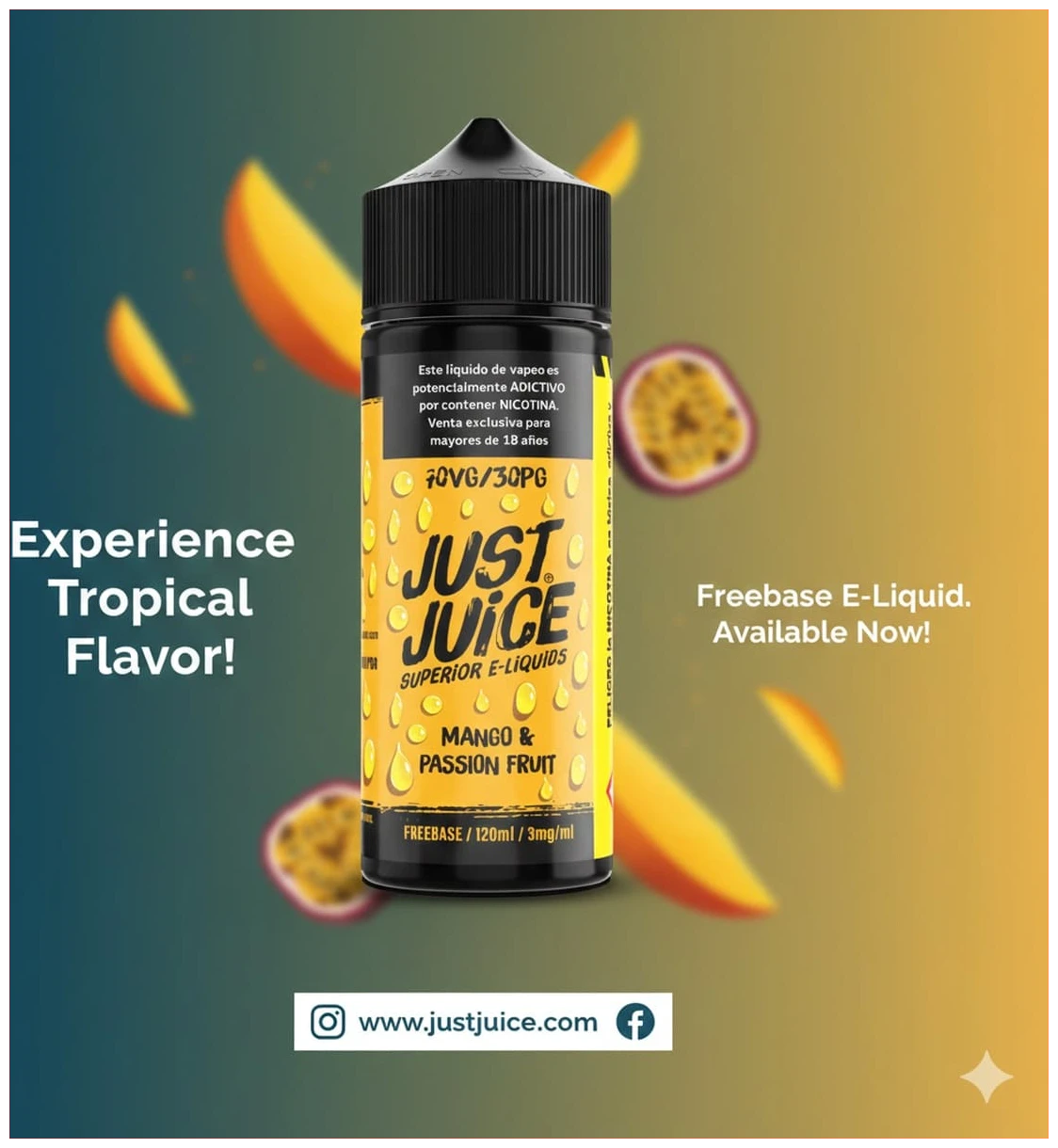 Liquido Just Juice Mango Passion Fruit 120ml banner