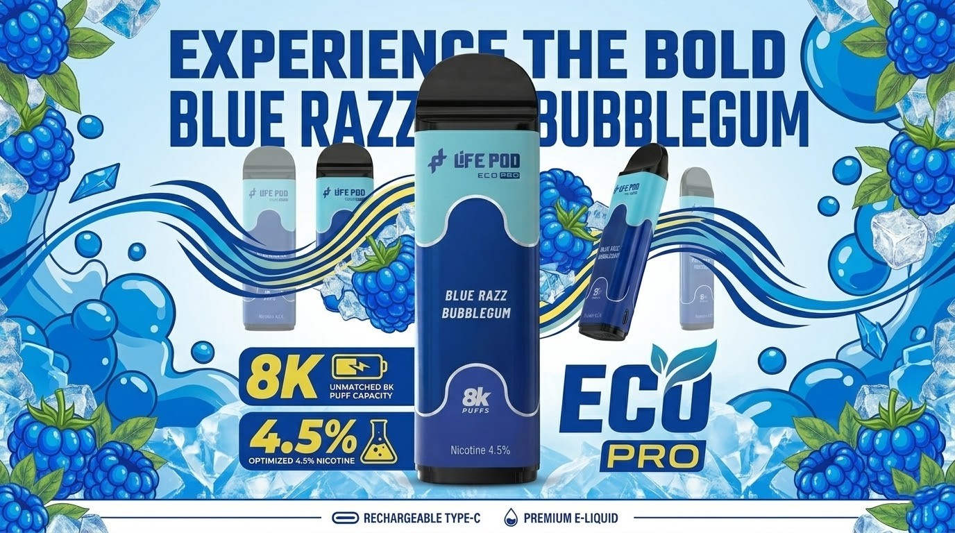 Banner Cartucho life pod blue razz bubblegum