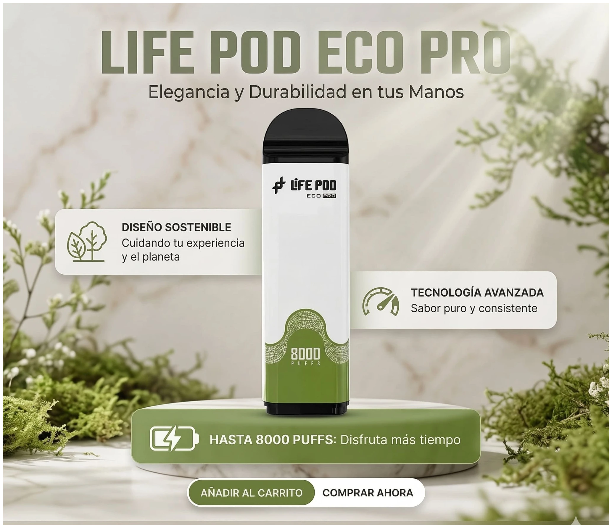 Cartucho De Recarga Life Pod 8000 Puffs Coconut Water 2
