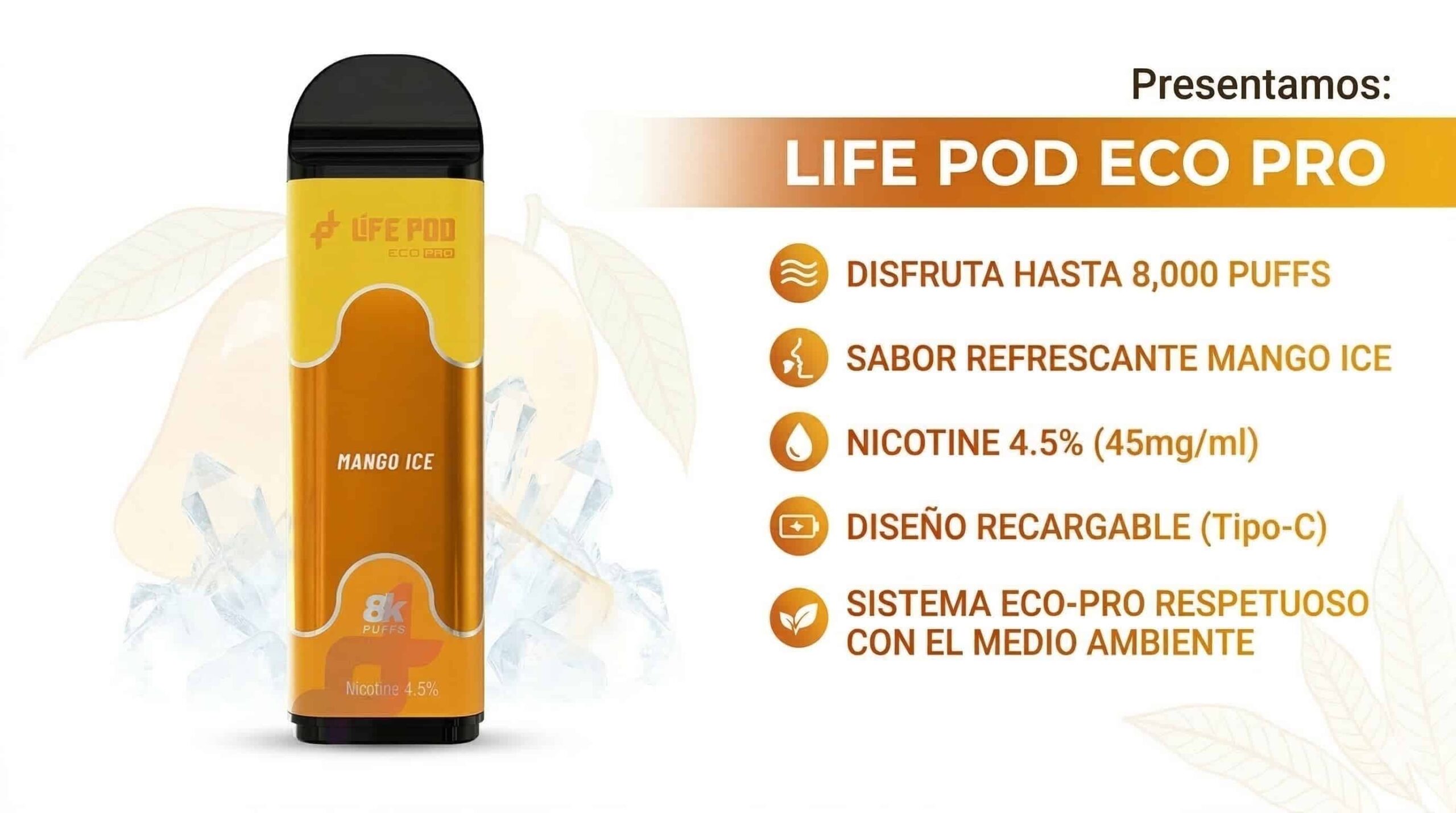 Cartucho De Recarga Life Pod 8000 Puffs Mango Ice 2 scaled