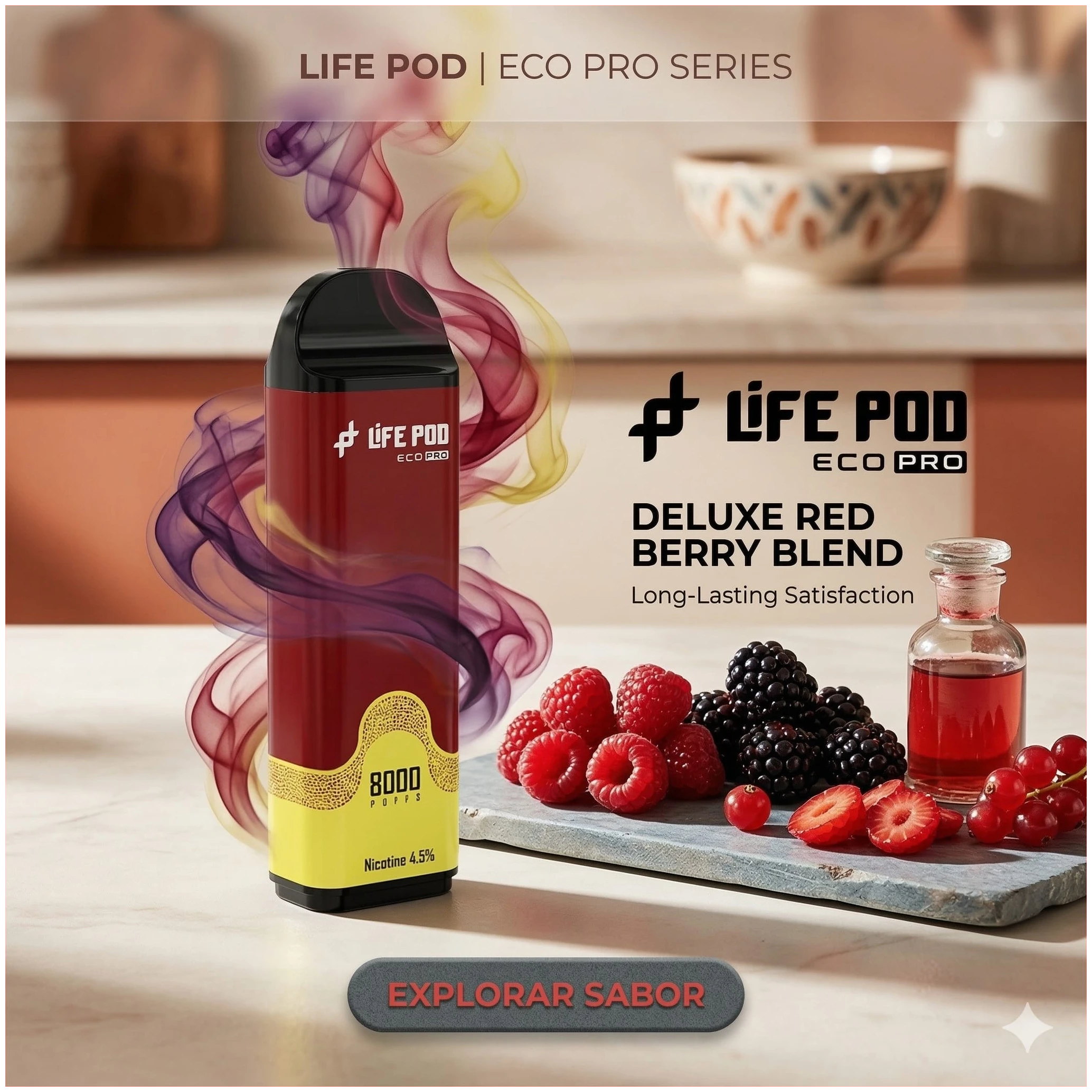 Cartucho De Recarga Life Pod 8000 Puffs Passion Strawberry Ice 2