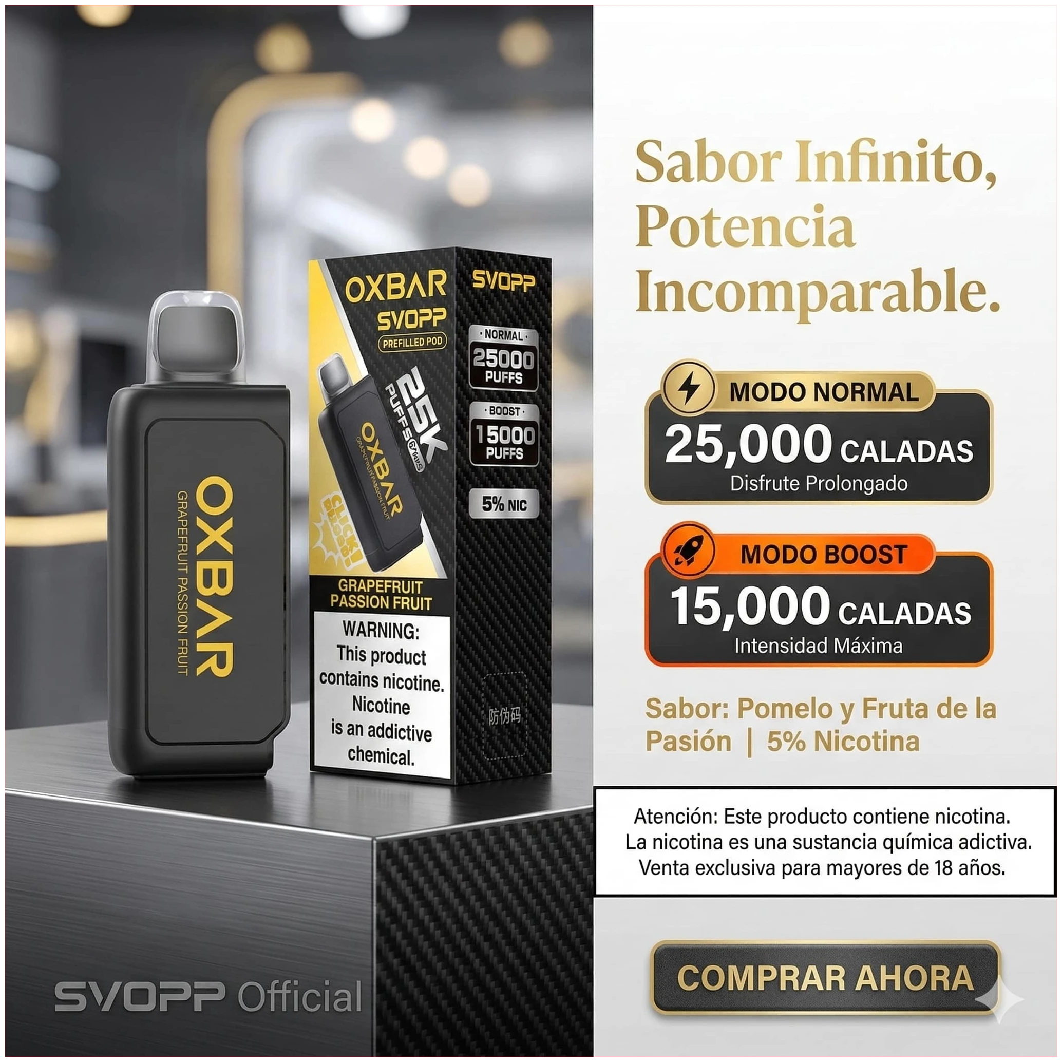Cartucho De Recarga Oxbar Svopp 25000 Grapefruit Passion Fruit 2
