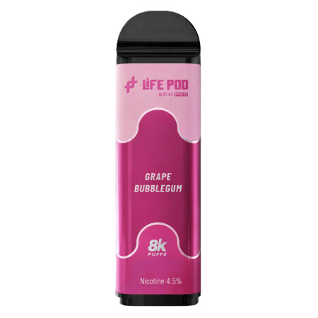 Cartucho De Recarga Life Pod 8000 Puffs Grape Bubblegum