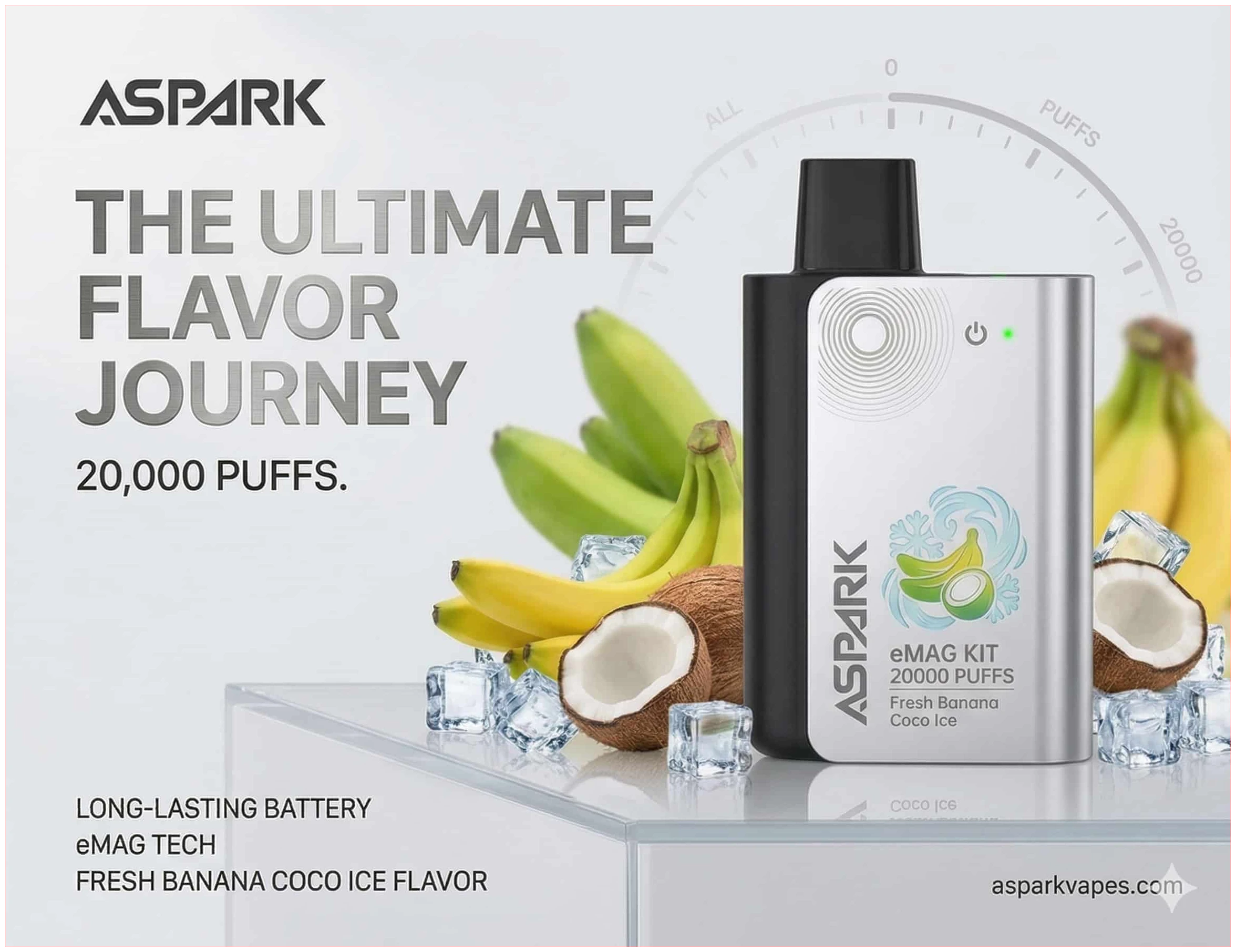 Aspark eMAG Kit 20000 Puffs Fresh Banana Coco Ice 1 Banner Banana Coco Ice