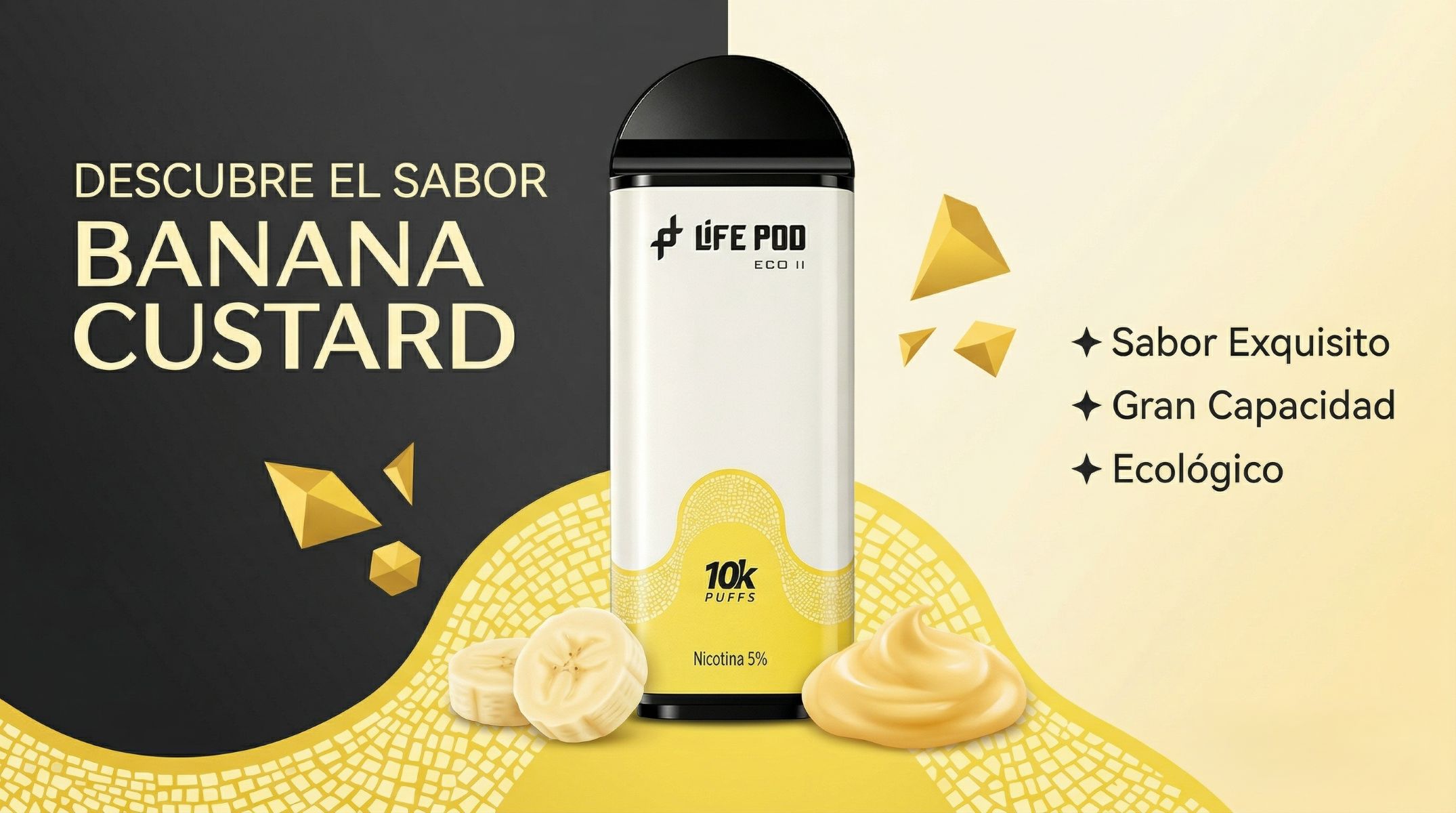 Cartucho De Recarga Life Pod Eco II 10000 Puffs Banana Custard 1 Banner Cartucho De Recarga Life Pod Eco II 10000 Puffs Banana Custard