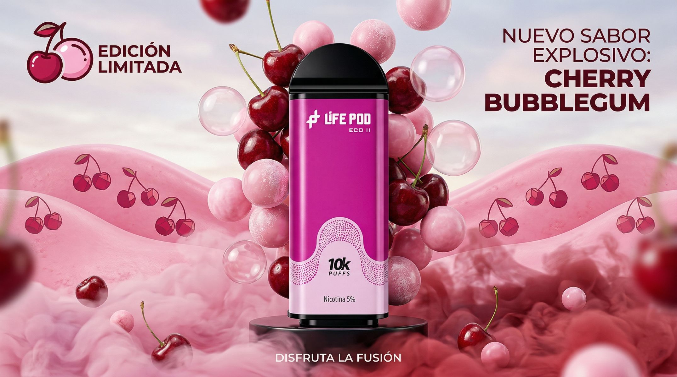 Cartucho De Recarga Life Pod Eco II 10000 Puffs Cherry Bubblegum 1 Banner Cartucho De Recarga Life Pod Eco II 10000 Puffs Cherry Bubblegum