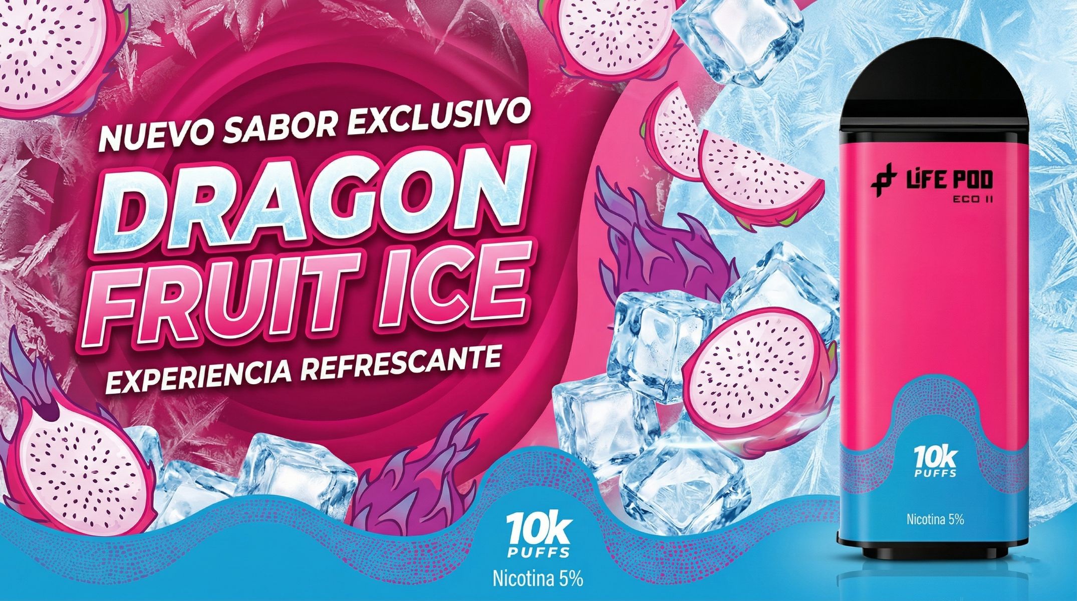 Cartucho De Recarga Life Pod Eco II 10000 Puffs Dragon Fruit Ice 1 Banner Cartucho De Recarga Life Pod Eco II 10000 Puffs Dragon Fruit Ice