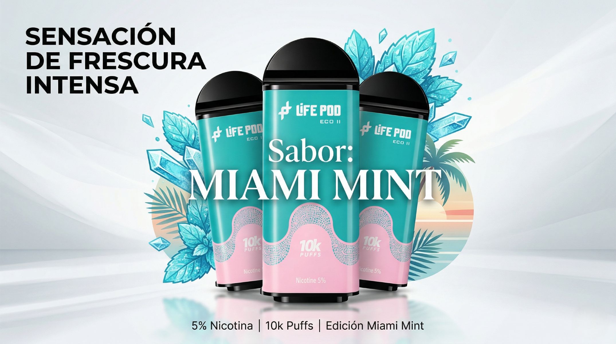 Cartucho De Recarga Life Pod Eco II 10000 Puffs Miami Mint 1 Banner Cartucho De Recarga Life Pod Eco II 10000 Puffs Miami Mint