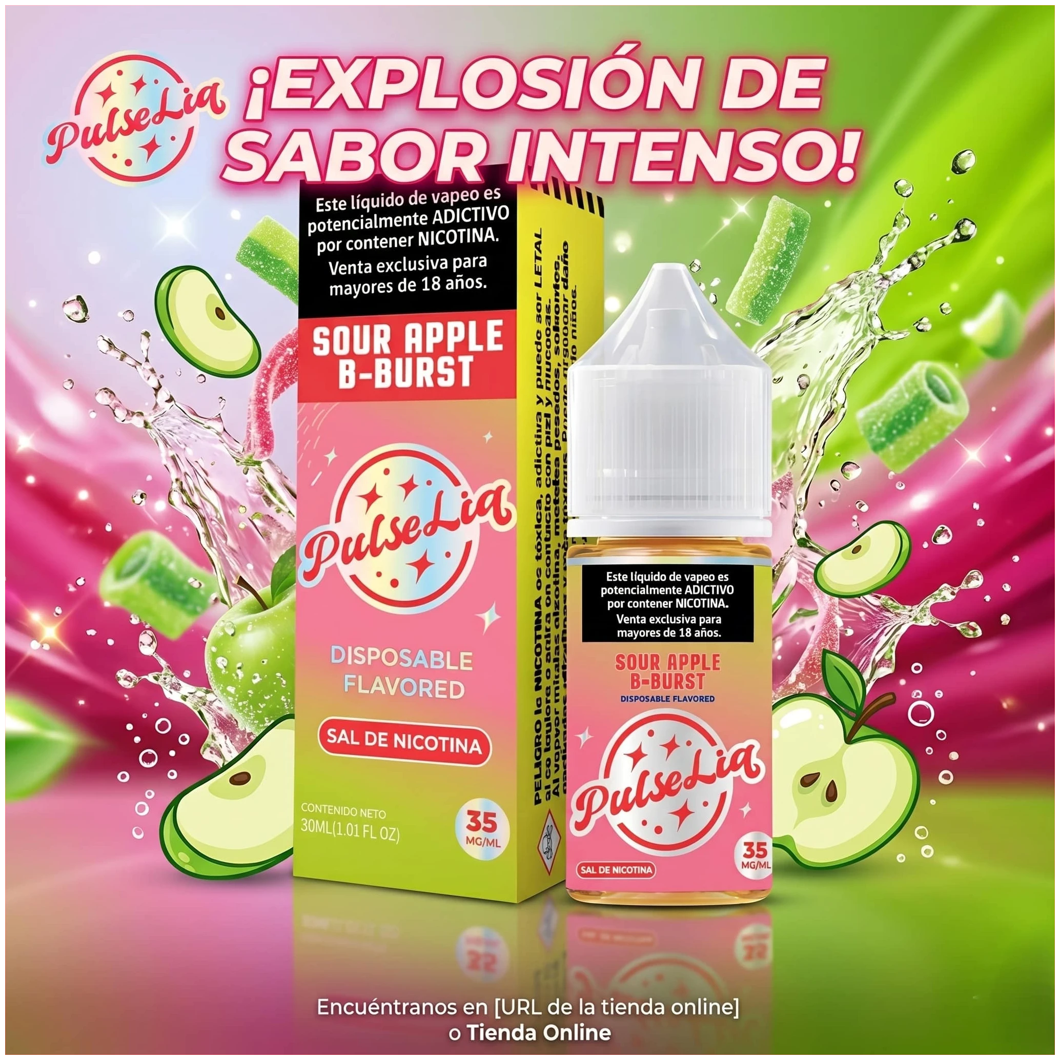 PulseLiq By Geek Bar Sour Apple B – Burst Salt 30ml Banner