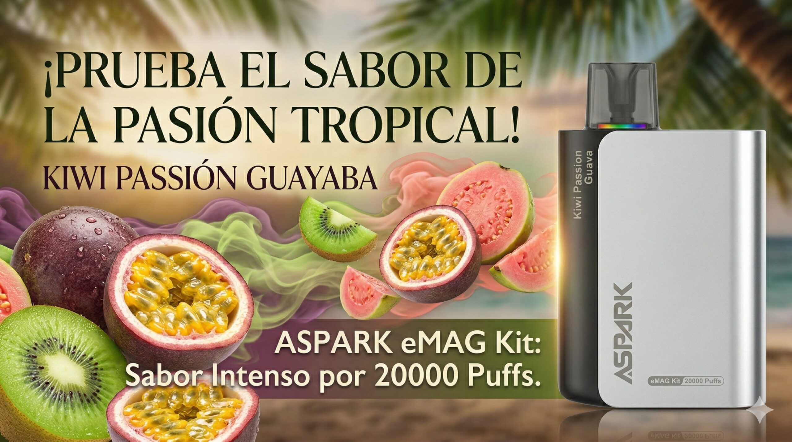 Vaporizador Aspark eMAG Kit 20000 Puffs Kiwi Passion Guava Kiwi Passion Ice banner scaled