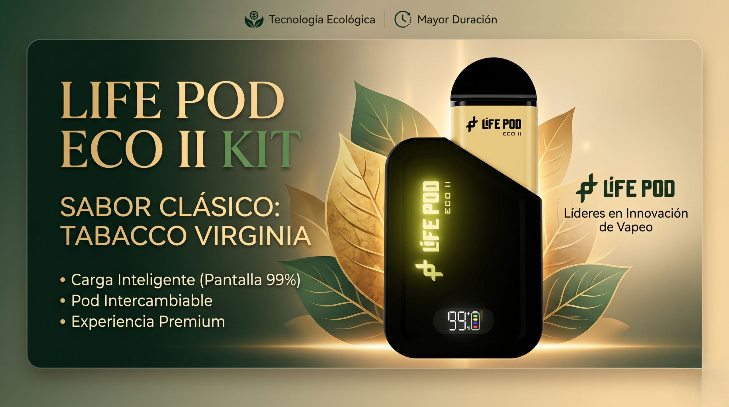 Vaporizador Life Pod Eco II Kit Tabacco Virginia 1 Vaporizador Life Pod Eco II Kit Tabacco Virginia Banner scaled
