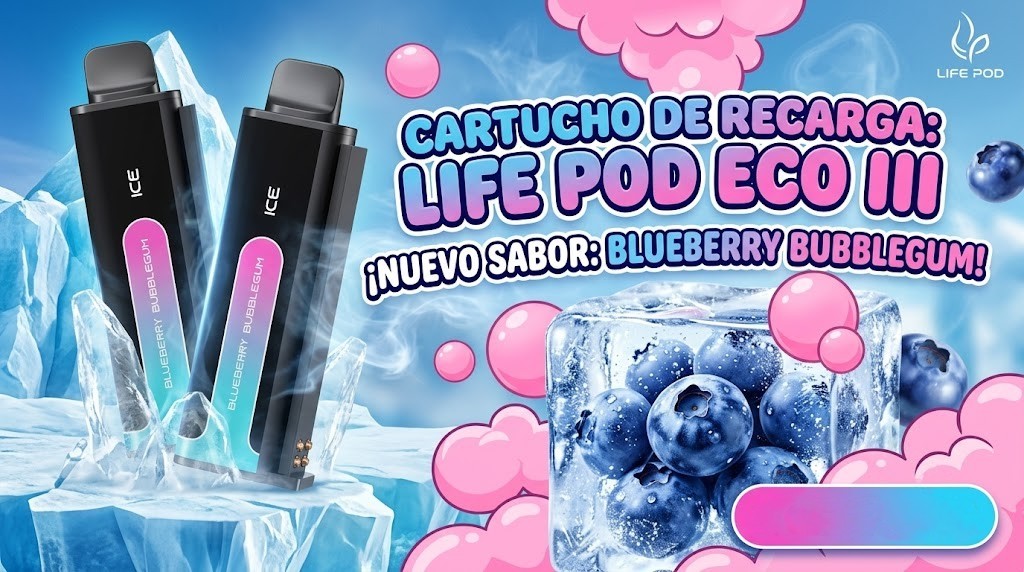 Cartucho De Recarga Life Pod Eco III Blueberry Bubblegum 20000 Puffs 1 Banner Cartucho De Recarga Life Pod Eco III blueberry bubblegum 1