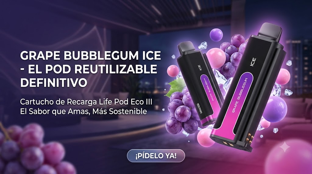 Cartucho De Recarga Life Pod Eco III Grape Bubblegum 20000 Puffs 1 Banner Cartucho De Recarga Life Pod Eco III grape bubblegum