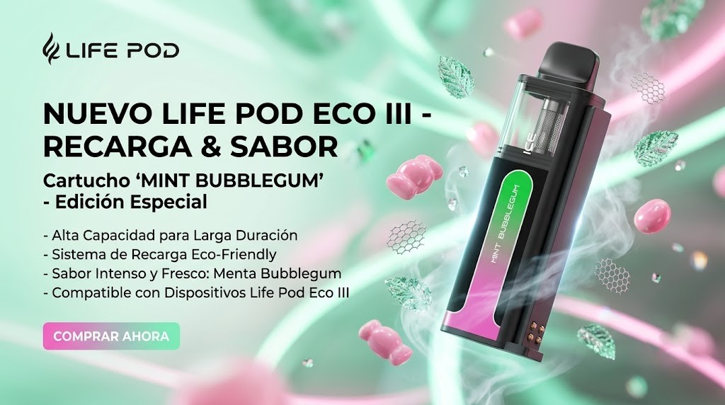 Cartucho De Recarga Life Pod Eco III Mint Bubblegum 20000 Puffs 1 Banner Cartucho De Recarga Life Pod Eco III mint bubblegum