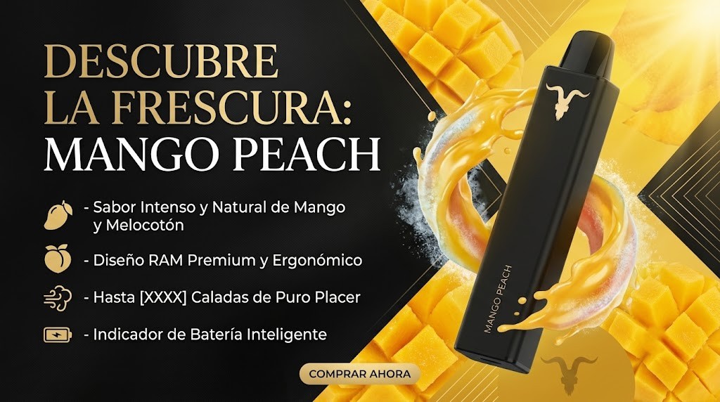 Vaporizador Desechable IGNITE V Nano Mango Peach 1500 Puffs 1 Banner Vaporizador Desechable IGNITE V Nano 1500 Puffs Mango Peach