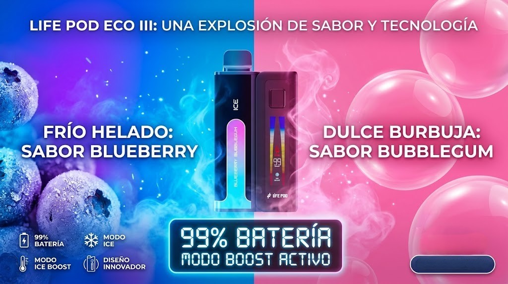 Life Pod Eco III Kit Blueberry Bubblegum 20000 Puffs 1 Vaporizador Life Pod Eco III Blueberry Bubblegum 1