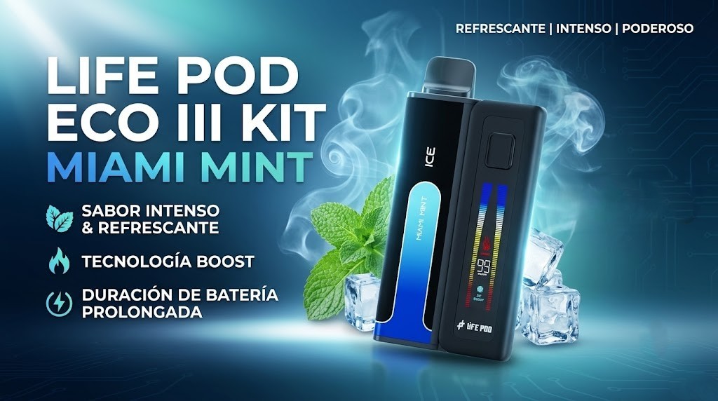 Life Pod Eco III Kit Miami Mint 20000 Puffs 1 Vaporizador Life Pod Eco III Miami Mint 1
