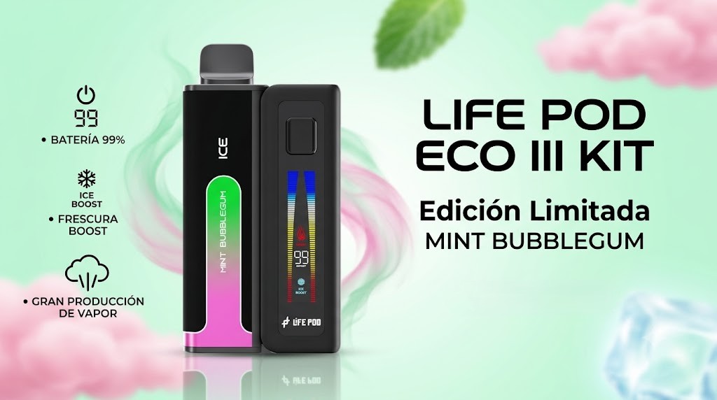 Life Pod Eco III Kit Mint Bubblegum 20000 Puffs 1 Vaporizador Life Pod Eco III Mint Bubblegum 1