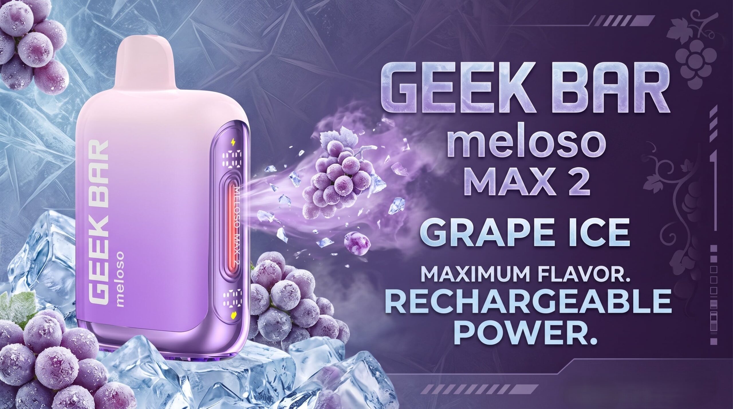 Geek Bar Meloso Max 2 12000 Puffs Grape Ice 1 Meloso Max 2 Grape lce 1 scaled